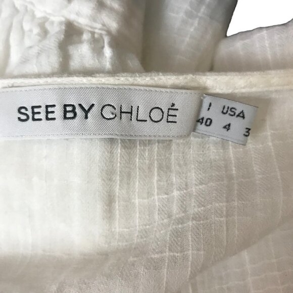 See By Chloe White 100% Cotton Button Down Blouse Size M - Picture 6 of 7